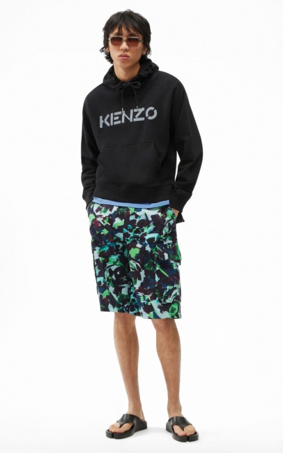 Kenzo Men Kenzo Logo Hooded Sweatshirt Black